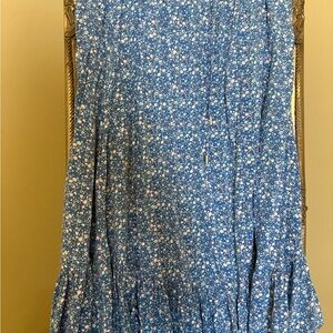 Petal & Pup Blue Floral Maxi Skirt with Drawstring